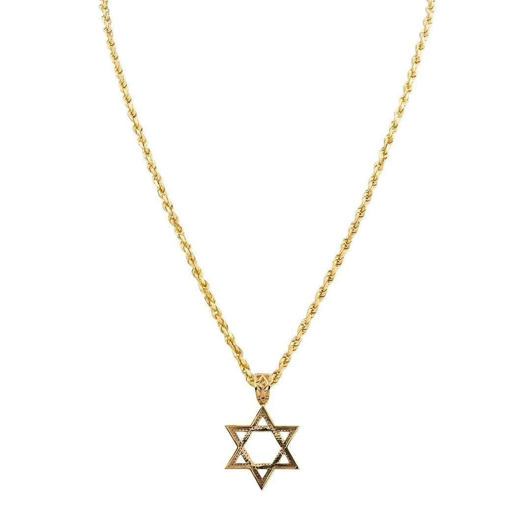 10k Yellow Gold Diamond Star of David Pendant 0.48 Ctw