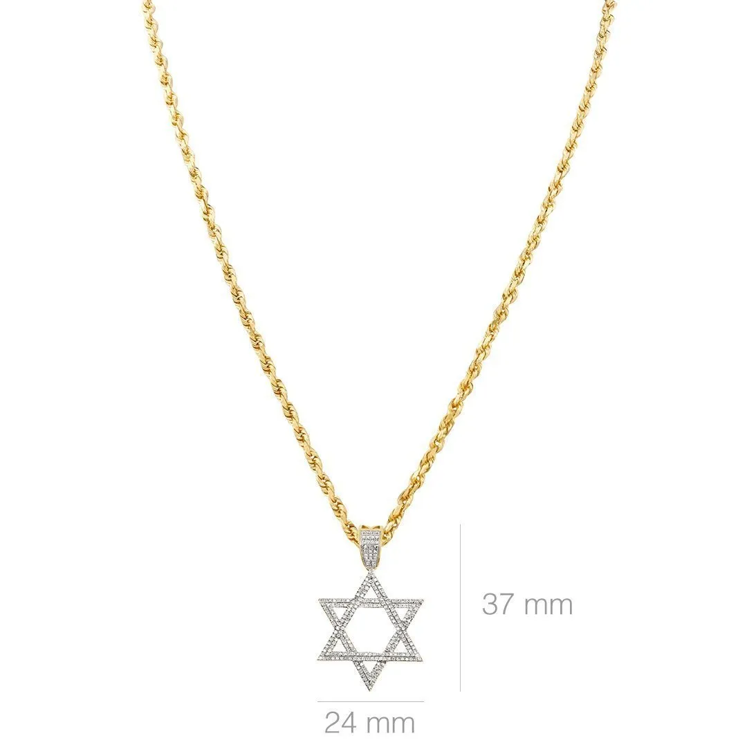 10k Yellow Gold Diamond Star of David Pendant 0.48 Ctw