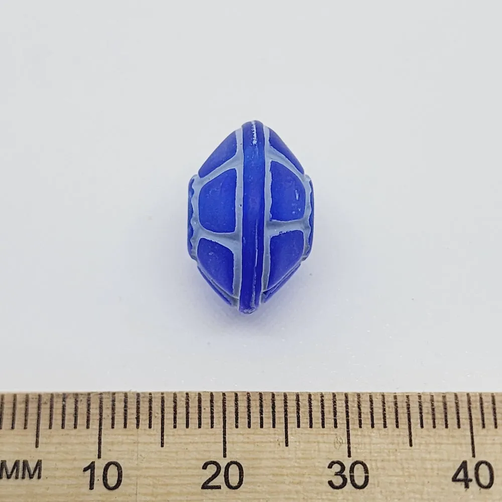 10x16mm Rondelle (10) - Blue w. White - Vintage Baroque Lucite Beads