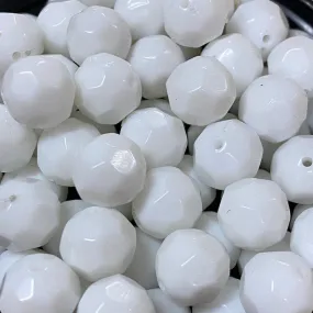 11mm Facet Round Vintage Lucite Beads (50) - White