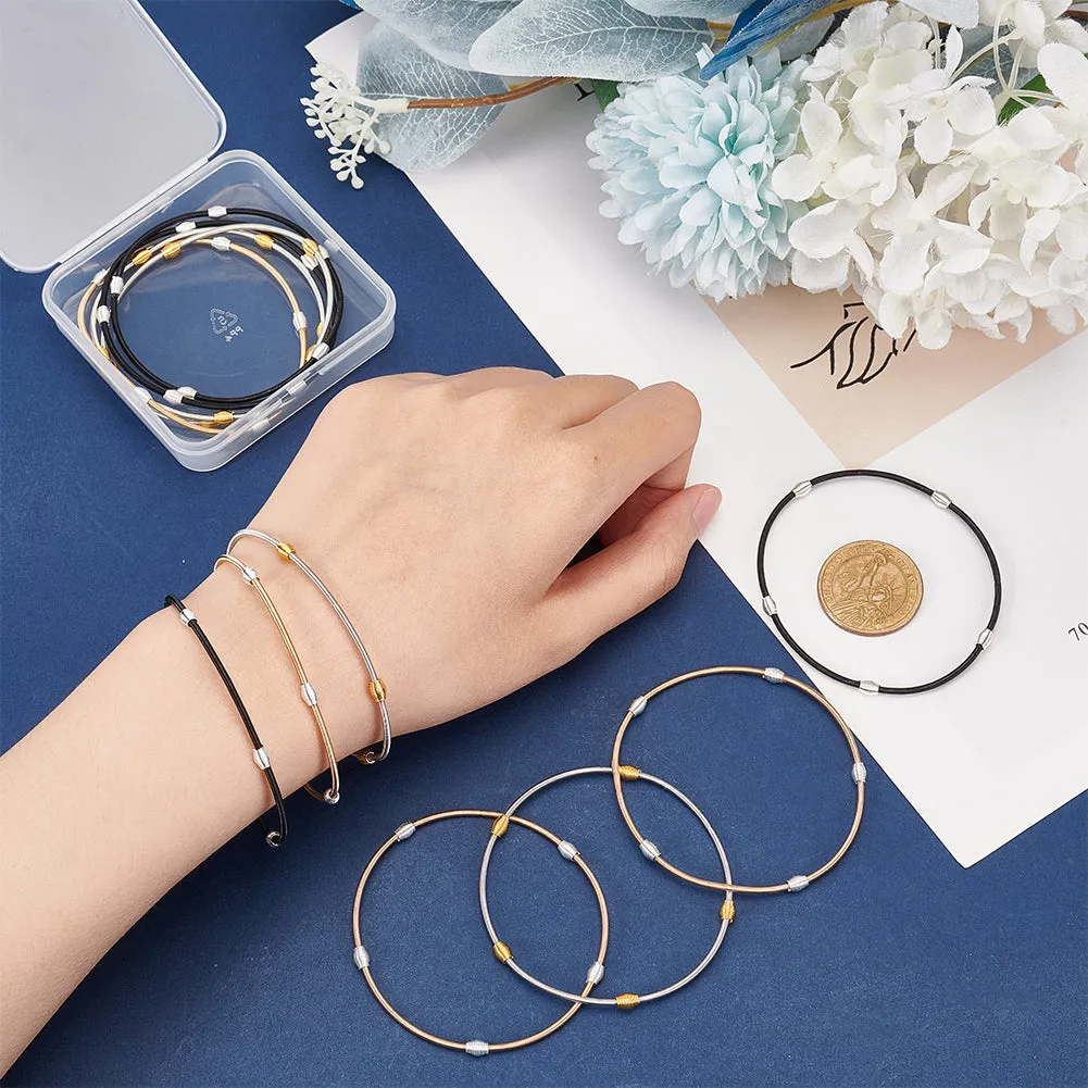 12 Strands 3 Colors Spring Bracelets, Steel French Wire Gimp Wire, for Stackable Wearing, Mixed Color, 0.2cm, Inner Diameter: 2-1/4 inch(5.85cm), 4 strands/color