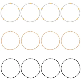 12 Strands 3 Colors Spring Bracelets, Steel French Wire Gimp Wire, for Stackable Wearing, Mixed Color, 0.2cm, Inner Diameter: 2-1/4 inch(5.85cm), 4 strands/color