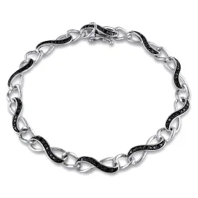 1/4ctw Treated Black Diamond Sterling Silver Infinity Link Bracelet