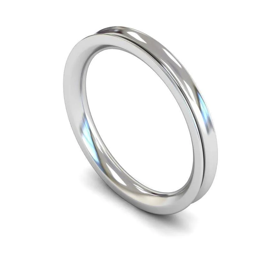 18ct White Gold Heavy Weight Concave 2.5mm Wedding Ring