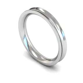 18ct White Gold Heavy Weight Concave 3mm Wedding Ring