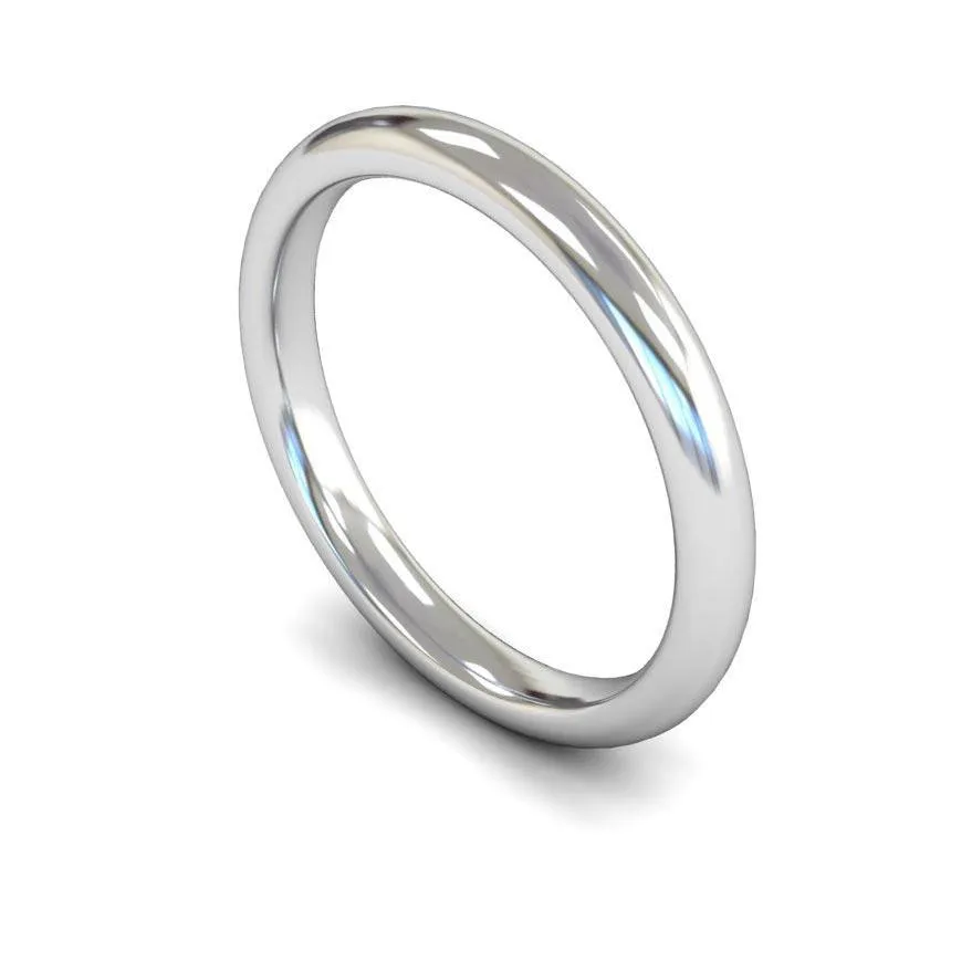18ct White Gold Heavyweight Traditional Court/Flat Edge 2.5mm Wedding Ring