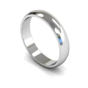 18ct White Gold Light Weight 'D' Shape 4mm Wedding Ring