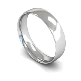 18ct White Gold Light Weight Traditional Court 5mm Wedding Ring