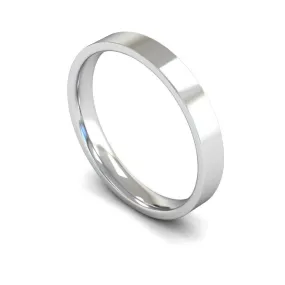 18ct White Gold Lightweight Flat Court/Edge 3mm Wedding Ring
