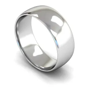 18ct White Gold Lightweight Traditional Court/Flat Edge 8mm Wedding Ring