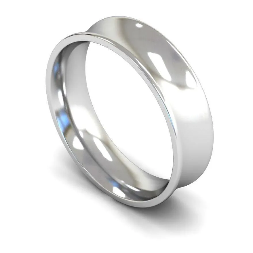 18ct White Gold Medium Weight Concave 6mm Wedding Ring