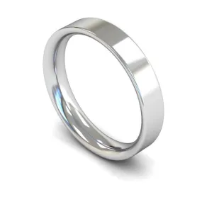 18ct White Gold Medium Weight Flat Court 4mm Wedding Ring