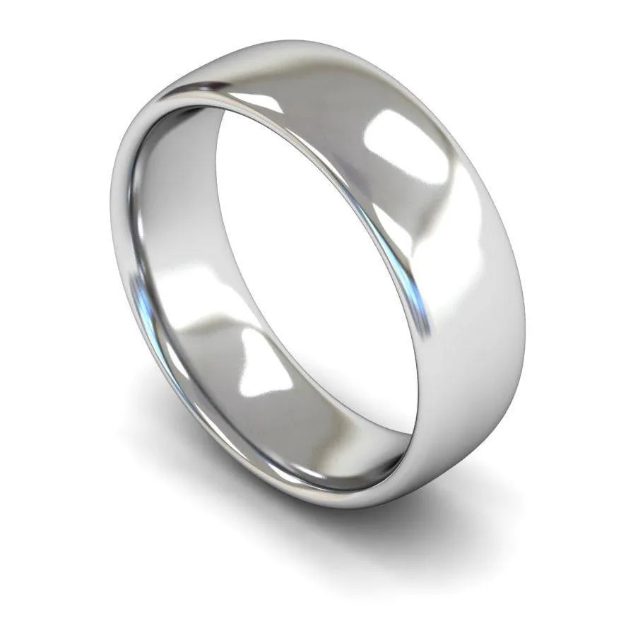 18ct White Gold Medium Weight Slight Court 7mm Wedding Ring