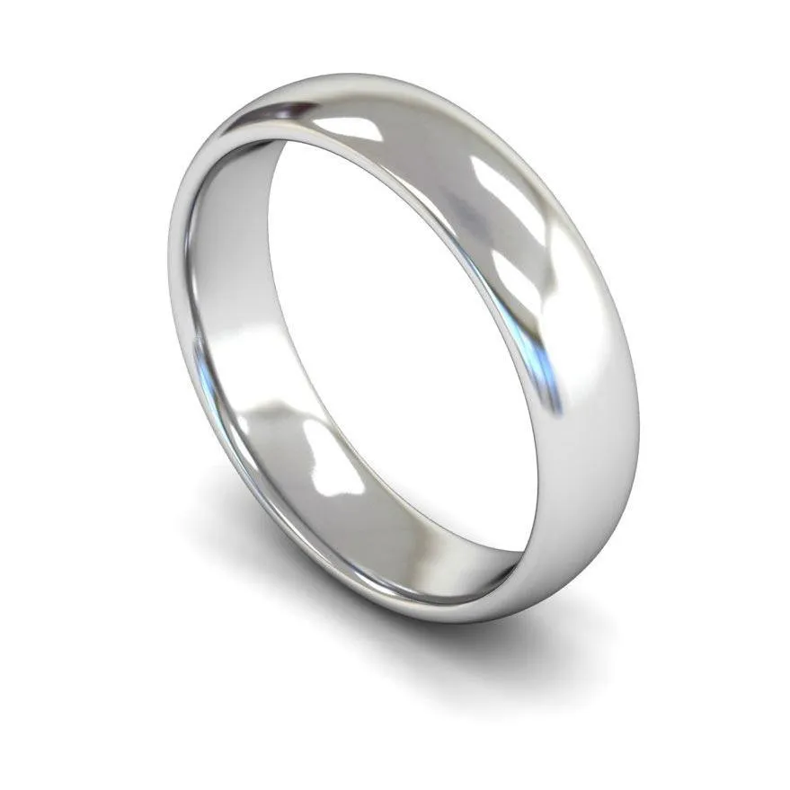 18ct White Gold Mediumweight Traditional Court/Flat Edge 5mm Wedding Ring