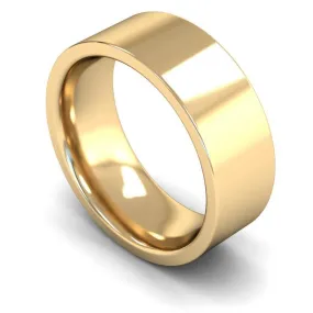 18ct Yellow Gold Heavyweight Flat Court/Edge 8mm Wedding Ring