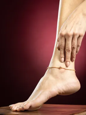 24K Gold-Plated Ruby and Emerald Anklets