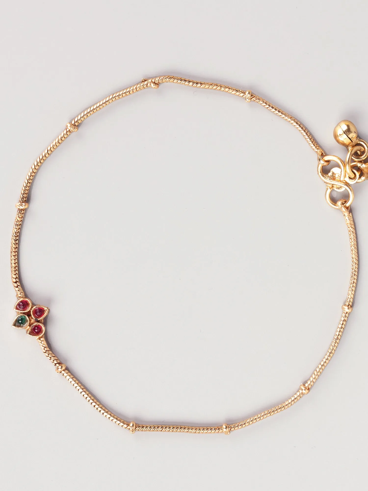 24K Gold-Plated Ruby and Emerald Anklets