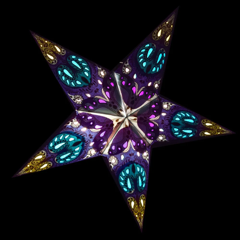 24" Blue Galaxy Paper Star Lantern, Hanging Wedding & Party Decoration