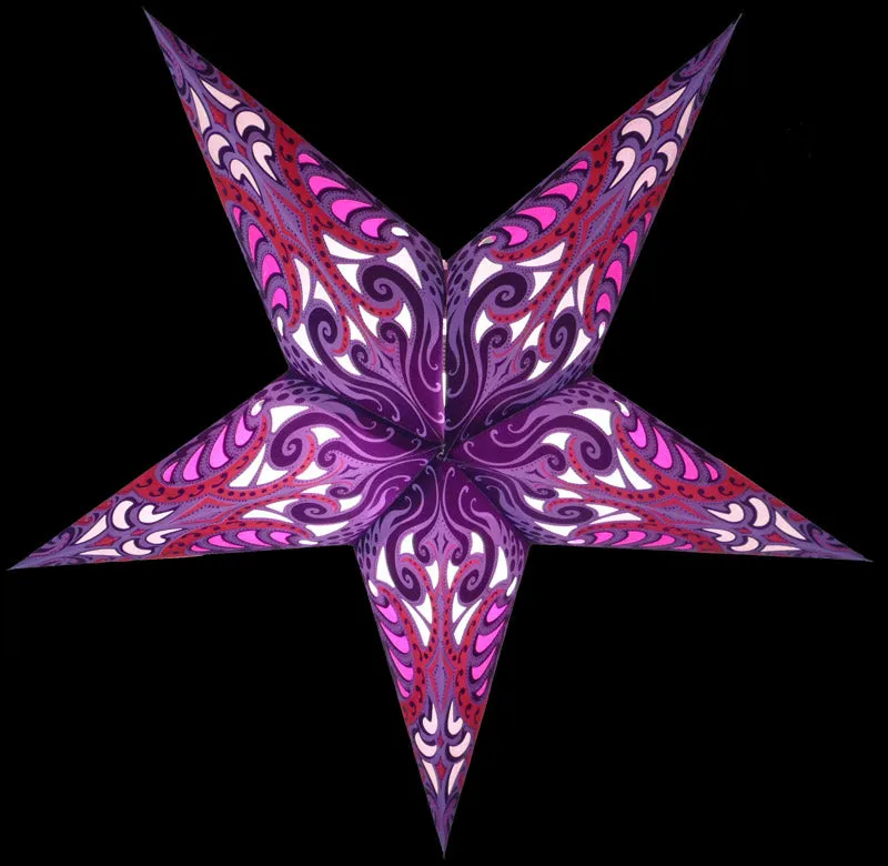24" Lavender Purple Splash Paper Star Lantern, Hanging Wedding & Party Decoration