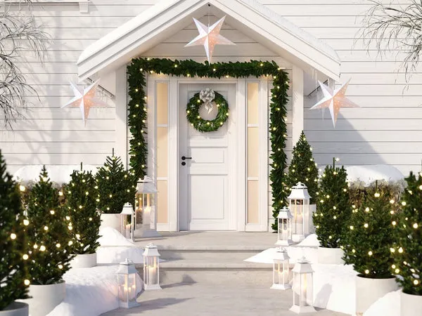 24" White Weatherproof Star Lantern Lamp, Hanging Decoration