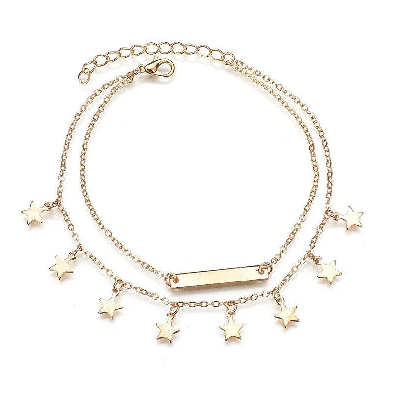 2PCS Vienkim Star Pendant Anklet