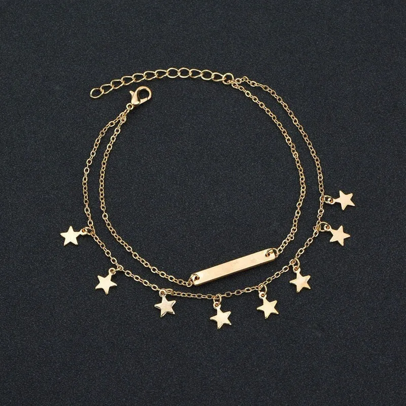 2PCS Vienkim Star Pendant Anklet