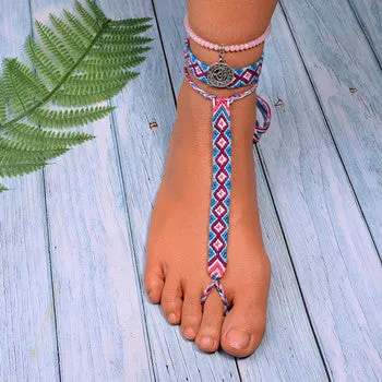 3 PCS Charm Anklets for Women Woven Bohemian