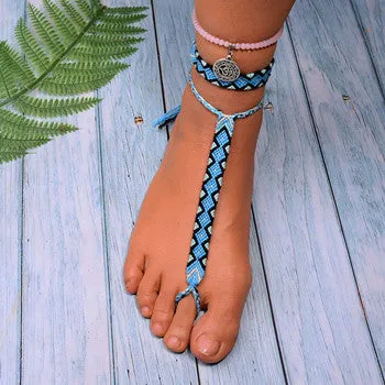 3 PCS Charm Anklets for Women Woven Bohemian