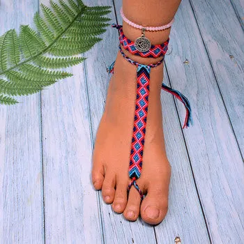 3 PCS Charm Anklets for Women Woven Bohemian