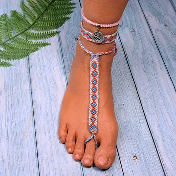 3 PCS Charm Anklets for Women Woven Bohemian
