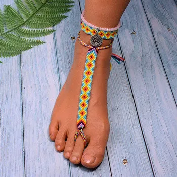3 PCS Charm Anklets for Women Woven Bohemian