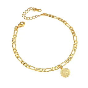 4.5mm Constellation Zodiac Chain Anklet 22cm-Length Adjustable, 18K Gold Plated Beach Jewelry Horoscope Star Sign Figaro Ankel Bracelet Foot Chain for Women Teen Girls 12. Capricorn (12.22-1.19)