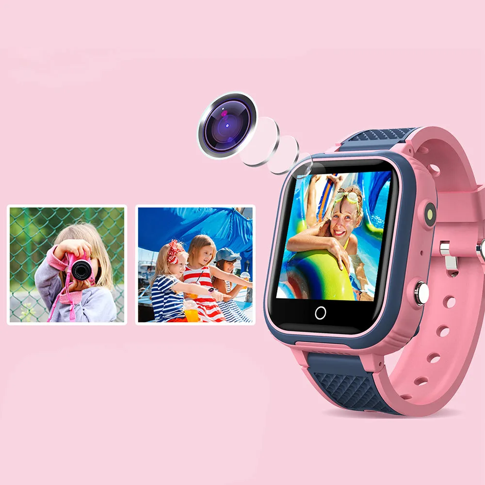 4G Kids Smart Watch Water-resistant Wifi GPS Locator Video SOS Children Phone Watch Gift Pink