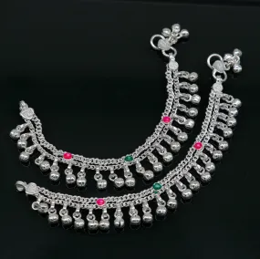 6" Pure sterling silver handmade jingling anklets new born baby ankle bracelet, best gifting noisy anklets kids jewelry from India ank309