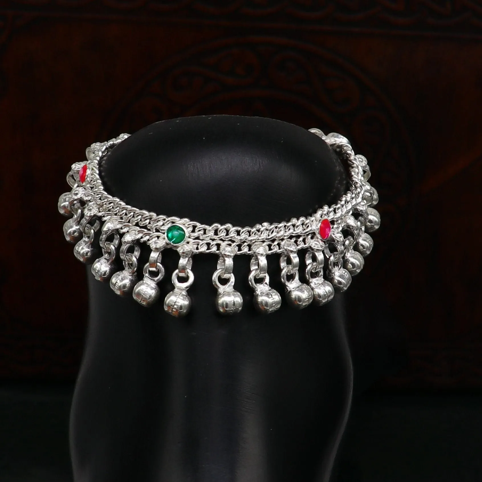 6" Pure sterling silver handmade jingling anklets new born baby ankle bracelet, best gifting noisy anklets kids jewelry from India ank309