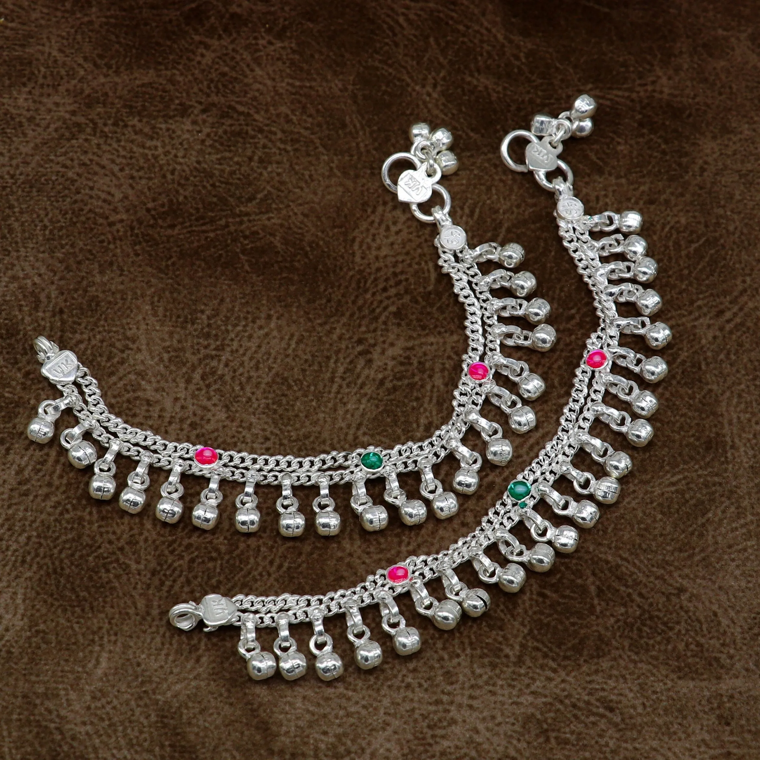 6" Pure sterling silver handmade jingling anklets new born baby ankle bracelet, best gifting noisy anklets kids jewelry from India ank309