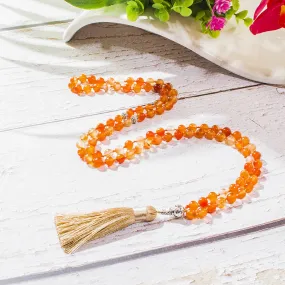 8mm Orange Onyx Bead Knotted Tasbih Prayer 99  Rosary Islamic Muslim Jewelry