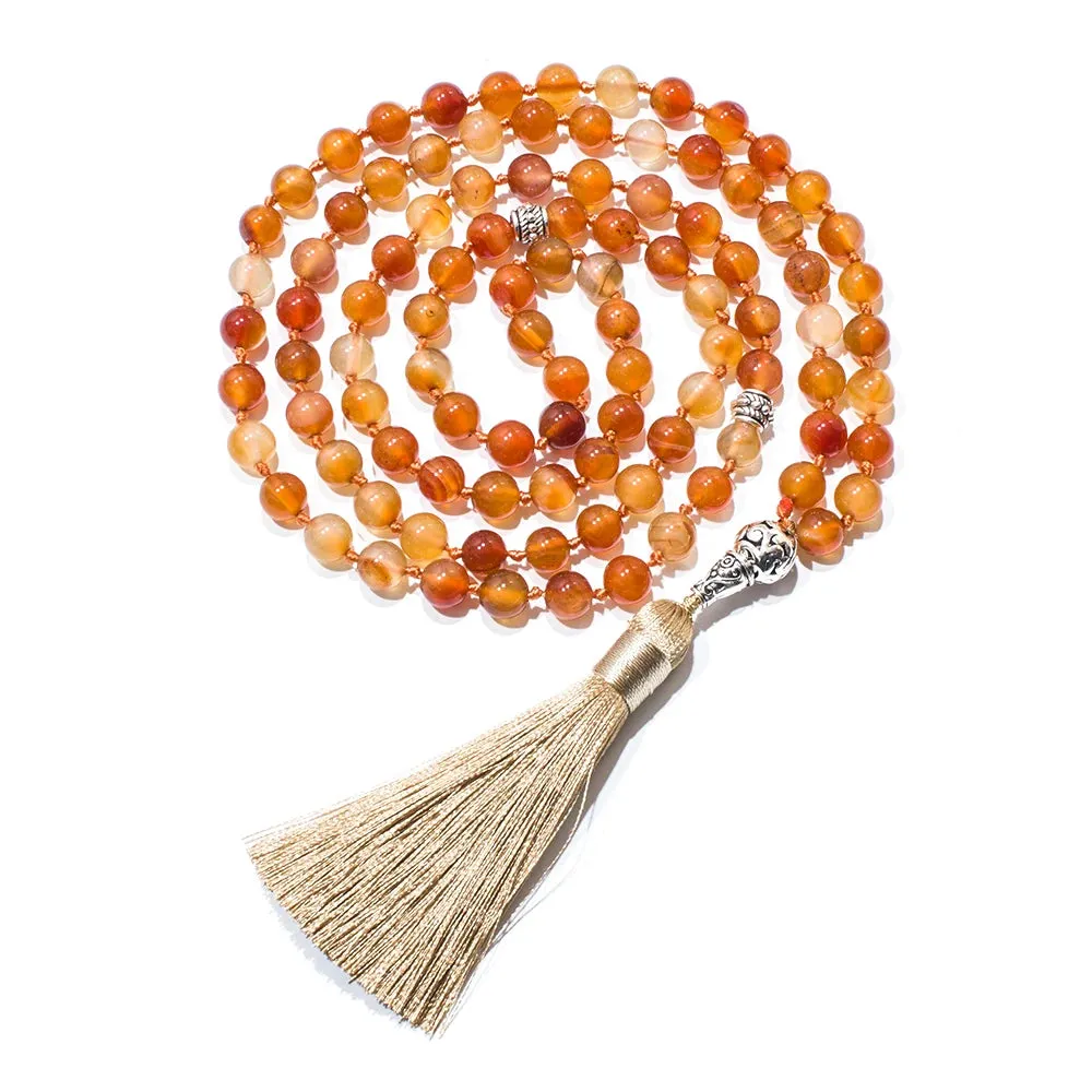 8mm Orange Onyx Bead Knotted Tasbih Prayer 99  Rosary Islamic Muslim Jewelry
