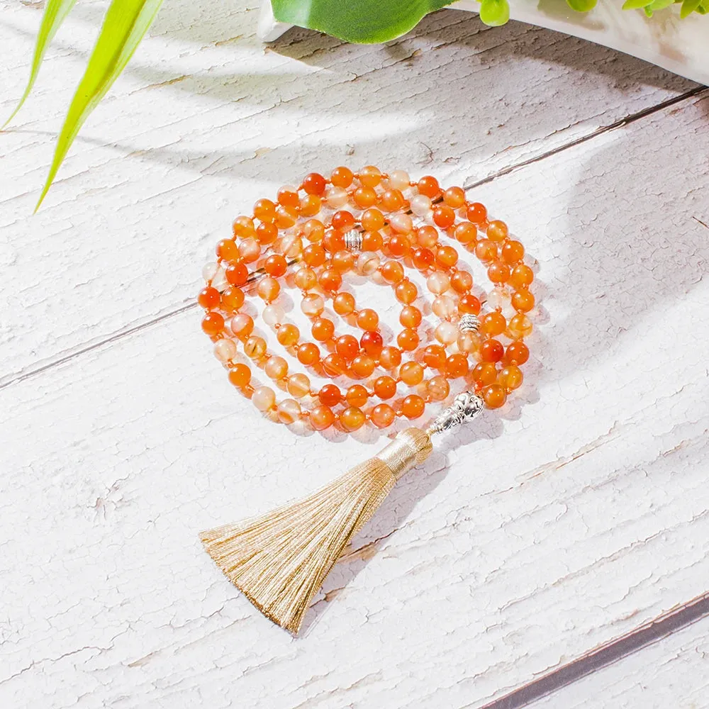 8mm Orange Onyx Bead Knotted Tasbih Prayer 99  Rosary Islamic Muslim Jewelry