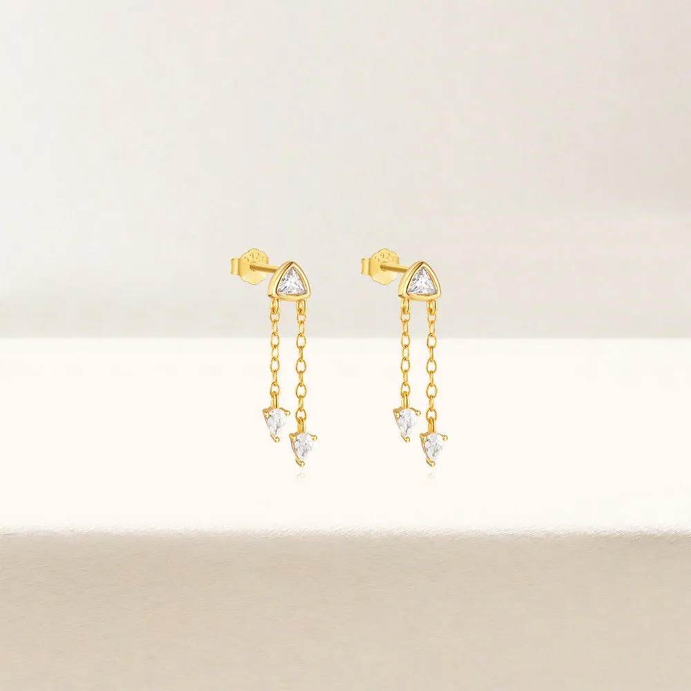 925 Silver Triangle Tassel Drop Earrings