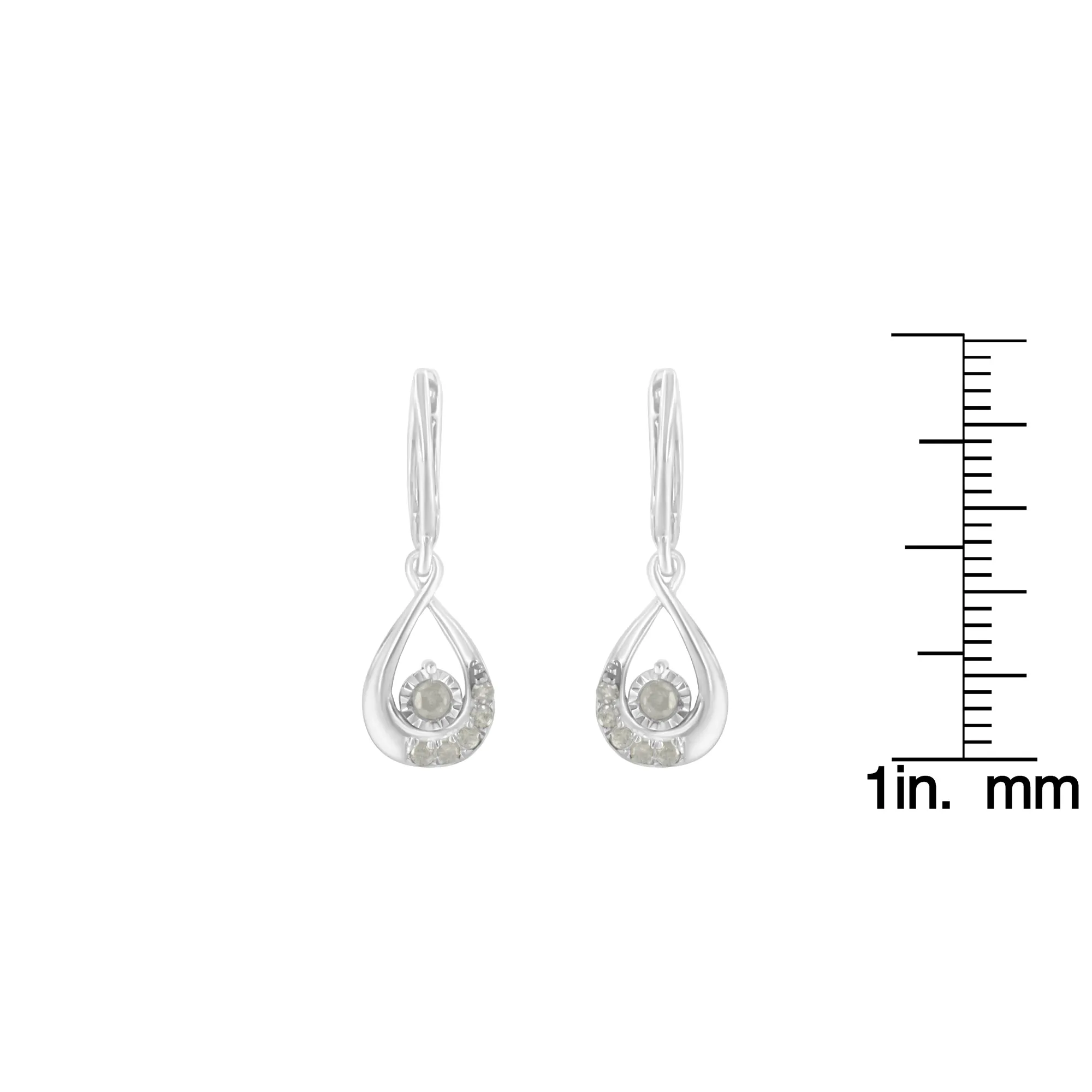 .925 Sterling-Silver 1/5 cttw Miracle-Set Round Diamond Drop and Dangle Hoop Earring