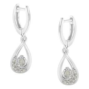 .925 Sterling-Silver 1/5 cttw Miracle-Set Round Diamond Drop and Dangle Hoop Earring