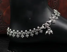 925 sterling silver handmade gorgeous flexible 10.5 inches long anklets. tribal belly dance ankle bracelet foot jewelry from india ank245