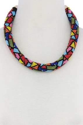 Abstract Pattern Seed Bead Necklace