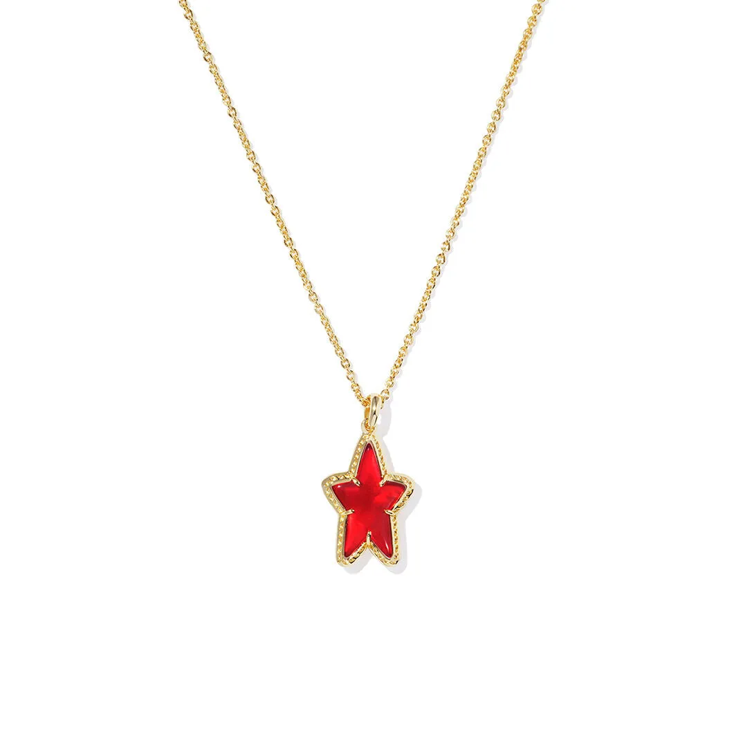 Ada Star Short Pendant Necklace in Red Illusion & Gold