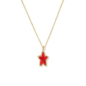 Ada Star Short Pendant Necklace in Red Illusion & Gold