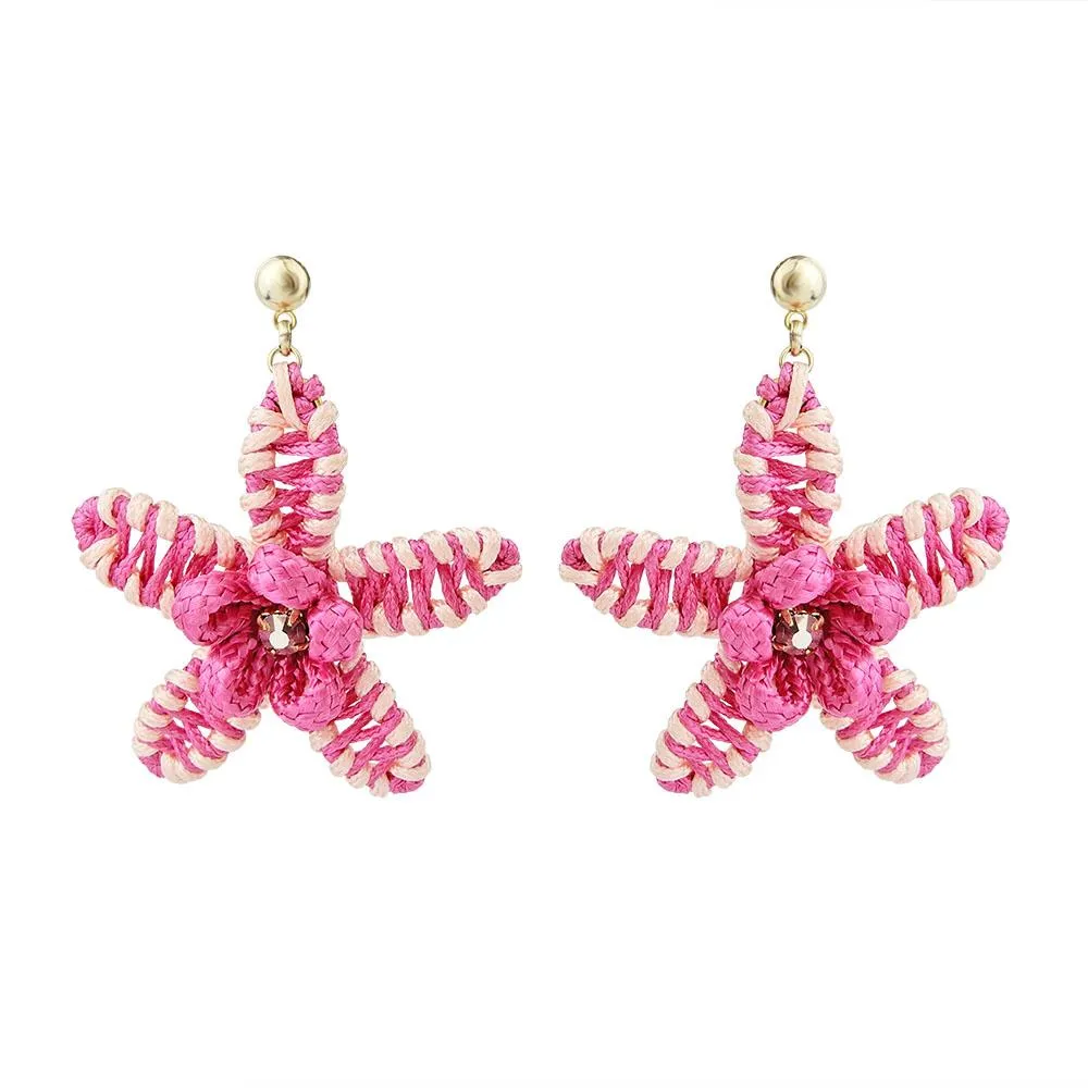 Alpine Plants Cords Woven Star Handmade Earrings