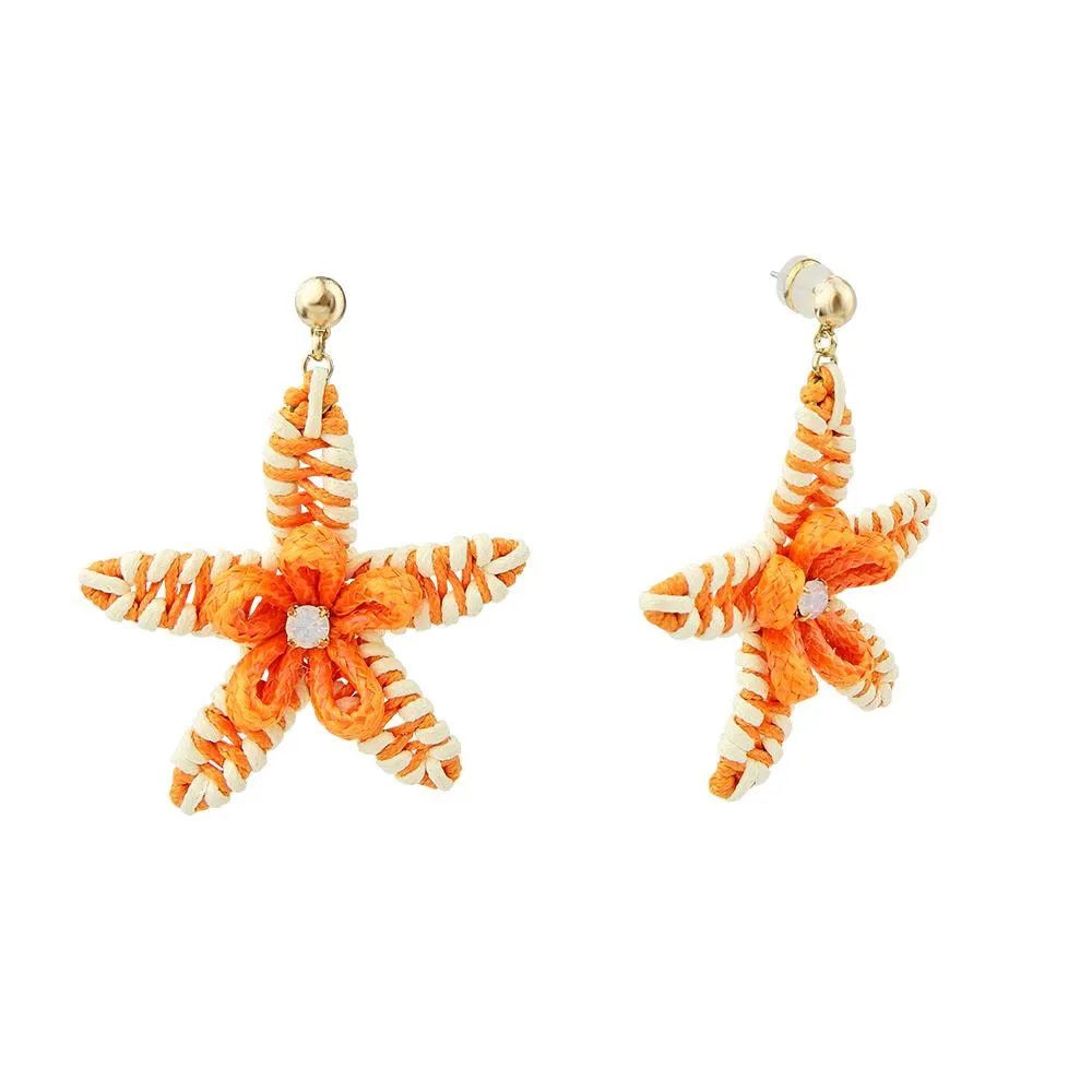 Alpine Plants Cords Woven Star Handmade Earrings
