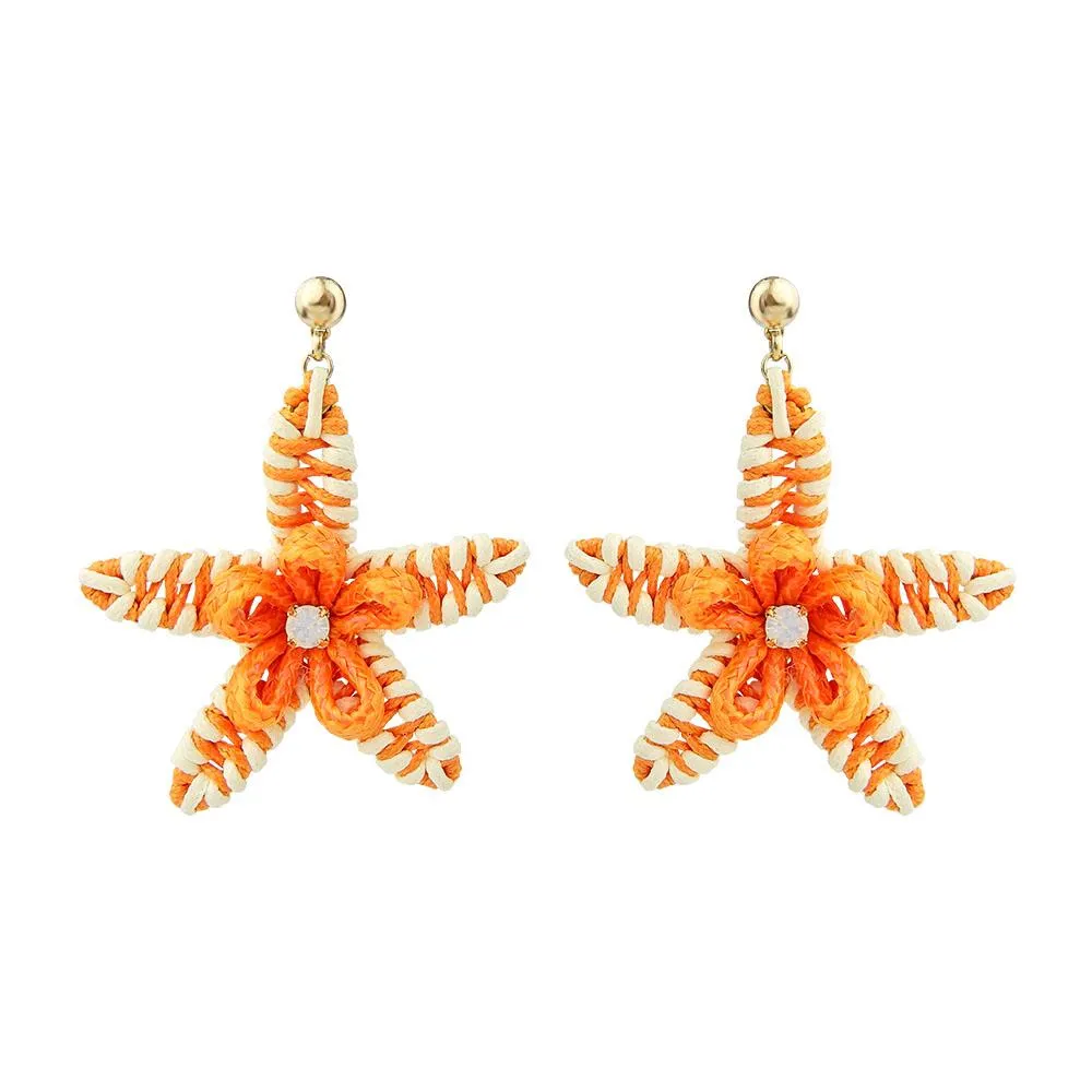 Alpine Plants Cords Woven Star Handmade Earrings