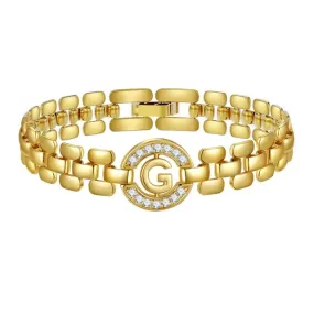 Apsvo G Letter Bracelet Gold Initial Bracelet Cubic